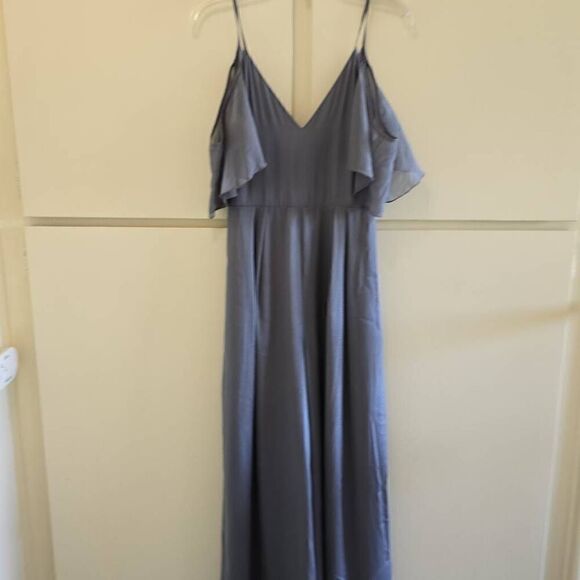 Shein Shimmer Grey Jumpsuit with Spaghetti Straps, NWOT, Sample, sz. 4 - Picture 3 of 10